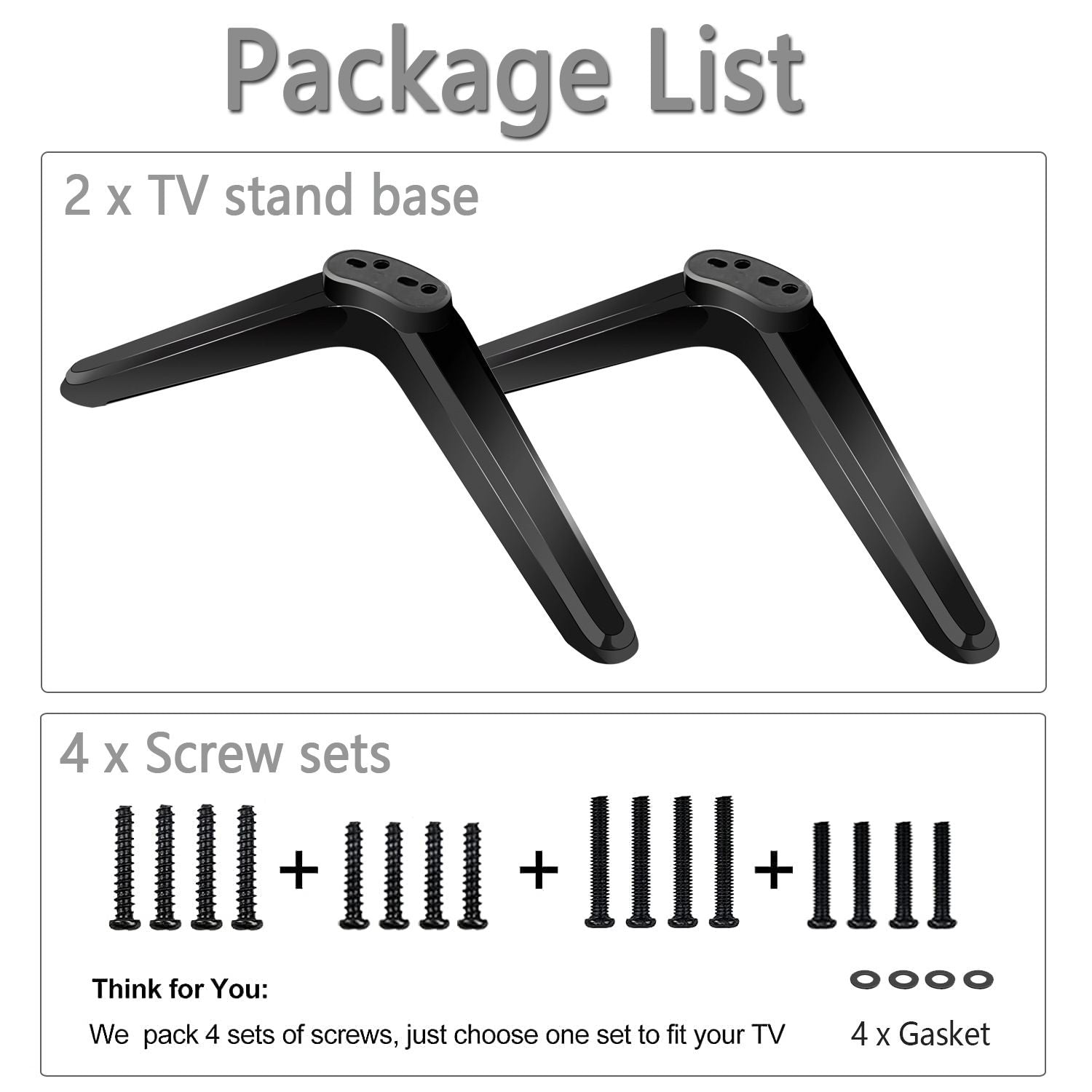 TV Stand Legs for Smart Tv with Screws, Please Check TV Models Before Purchase TV Stand Legs Replacement, V1192-AZ-W-3186