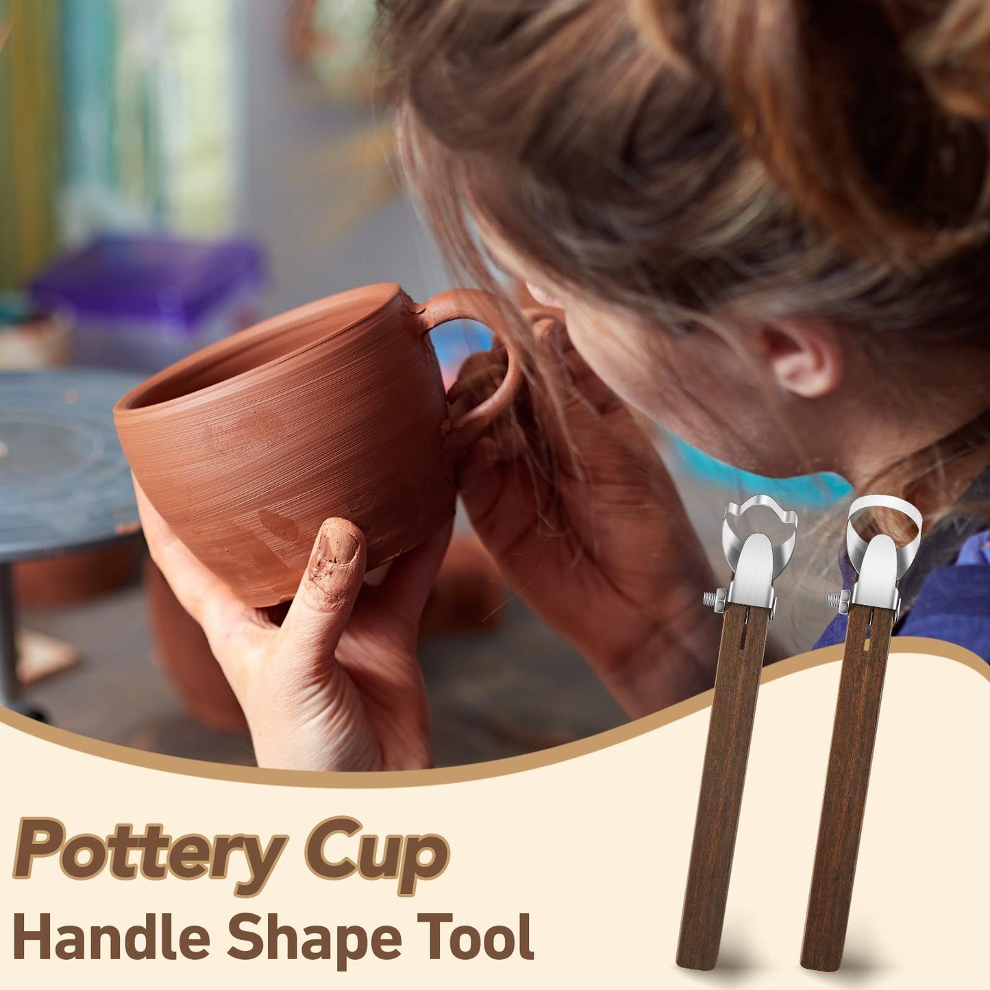 Pottery Handle Making Tool Sculpture Scraper Pottery Carving Tool Pottery Cup Handle Shape Tool for Tea Cup V1192-AZ-W-3189