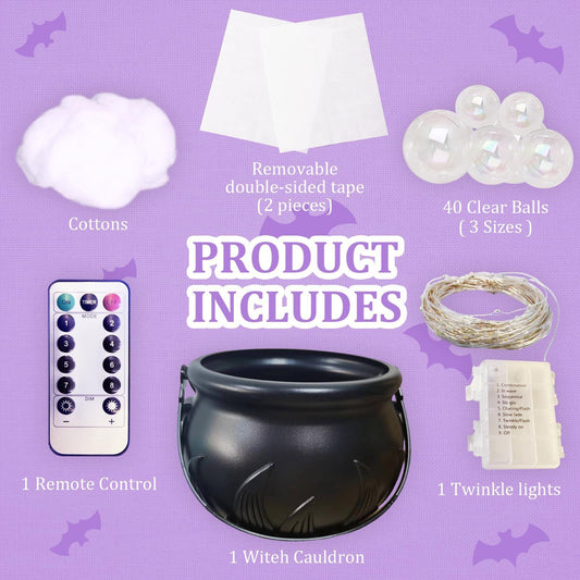 Halloween Decorations Indoor - DIY Bubbling Cauldron Set - Black Plastic Bowl Party Decoration - Spooky V1192-AZ-W-3190