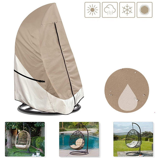 Patio Hanging Egg Chair Cover - 420D Waterproof Outdoor Single Seat Wicker Swing Egg Chair Stand Protector, V1192-AZ-W-3191