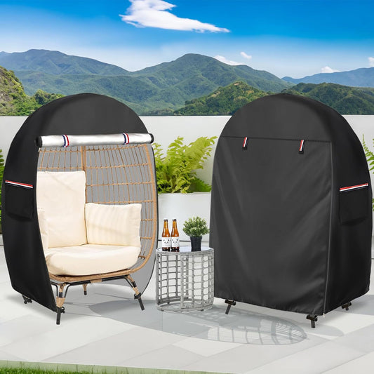 Outdoor Egg Chair Cover,Double Egg Chair Cover for 2 Person Egg Loveseat Chair (Black,Fits 35.4" D x 57.1" W V1192-AZ-W-3192