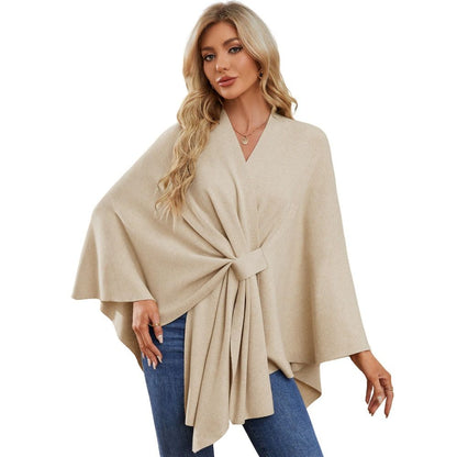 Women's Elegant Shawl Wraps Soft Open Front Poncho Sweater for Spring Fall Winter Sweater Soft Warm Travel V1192-AZ-W-3196