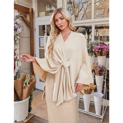 Women's Elegant Shawl Wraps Soft Open Front Poncho Sweater for Spring Fall Winter Sweater Soft Warm Travel V1192-AZ-W-3196