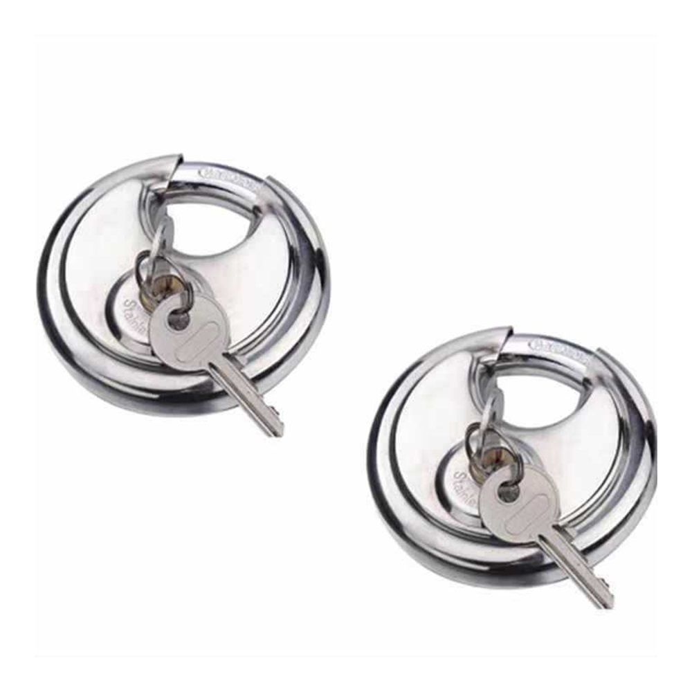 70mm Keyed Alike Heavy Duty Shielded Discus Padlock - 3 Pack- Chrome Plated Security Lock for Storage Shed, V1192-AZ-W-3204
