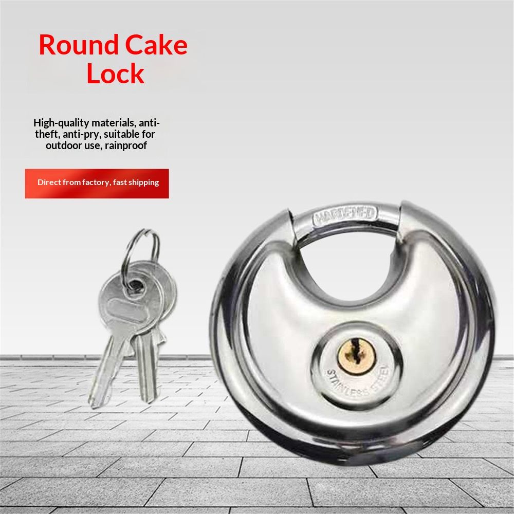 70mm Keyed Alike Heavy Duty Shielded Discus Padlock - 3 Pack- Chrome Plated Security Lock for Storage Shed, V1192-AZ-W-3204