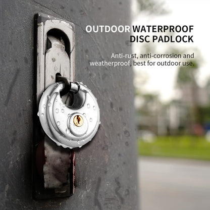 70mm Keyed Alike Heavy Duty Shielded Discus Padlock - 3 Pack- Chrome Plated Security Lock for Storage Shed, V1192-AZ-W-3204