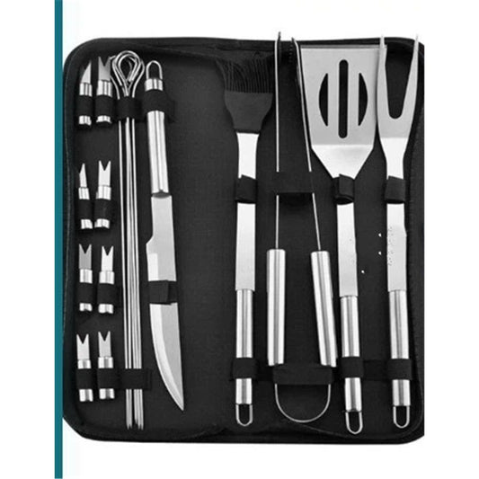 18-Piece Grill Tool Set, BBQ Accessories and Grill Tools, Durable Stainless-Steel Utensils, Spatula, Tongs, V1192-AZ-W-3218