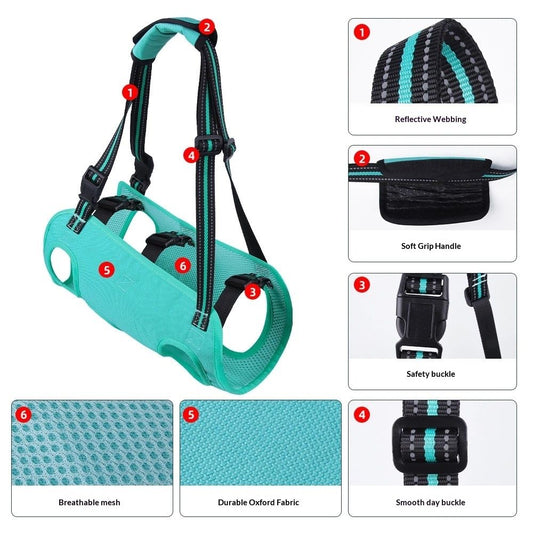 Dog Lift Harness, Emergency Backpack Pet Legs Support & Rehabilitation Sling Carrier, Adjustable Lifting V1192-AZ-W-3227