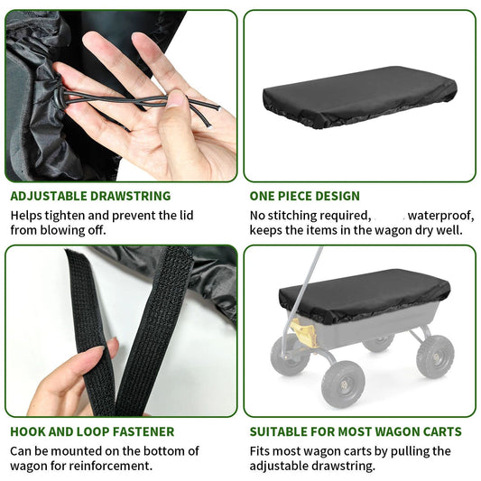 Collapsible Wagon Cover for Carts Garden Dump Cart, Outdoor Garden Wagon Cart Cover, Waterproof Dustproof UV V1192-AZ-W-3243