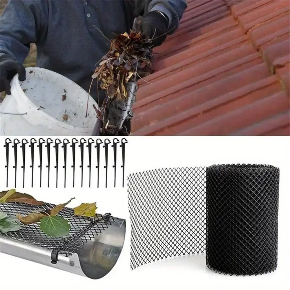 2-Pack Plastic Gutter Guard Mesh Roll 6" x 20Ft Rain Gutter Leaf Guard-Stop Clogged Gutters-with in total 20 V1192-AZ-W-3254
