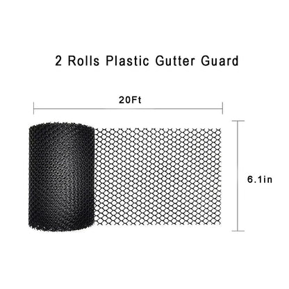 2-Pack Plastic Gutter Guard Mesh Roll 6" x 20Ft Rain Gutter Leaf Guard-Stop Clogged Gutters-with in total 20 V1192-AZ-W-3254
