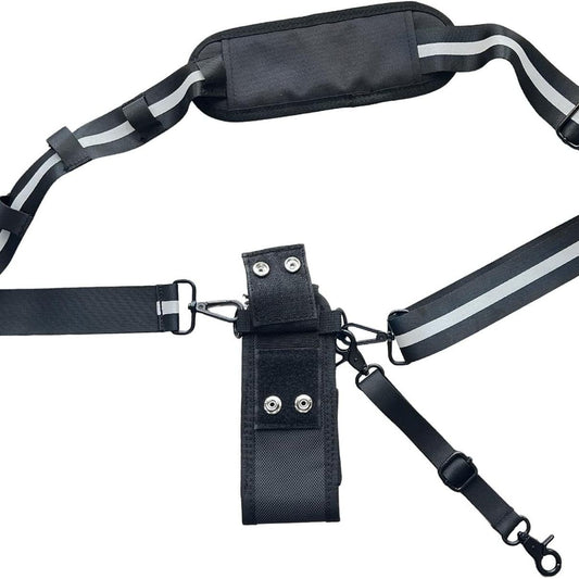 Radio Strap Holster With an Adjustable, Widened Shoulder Strap Featuring 3M Reflective Strips, a Mic Clip, V1192-AZ-W-3259