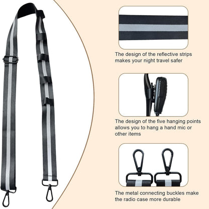 Radio Strap Holster With an Adjustable, Widened Shoulder Strap Featuring 3M Reflective Strips, a Mic Clip, V1192-AZ-W-3259