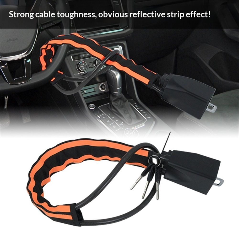 Car Steering Wheel & Seat Belt Lock - Universal Anti-Theft Device for Vehicles, SUVs, Golf Carts | Compact & V1192-AZ-W-3263
