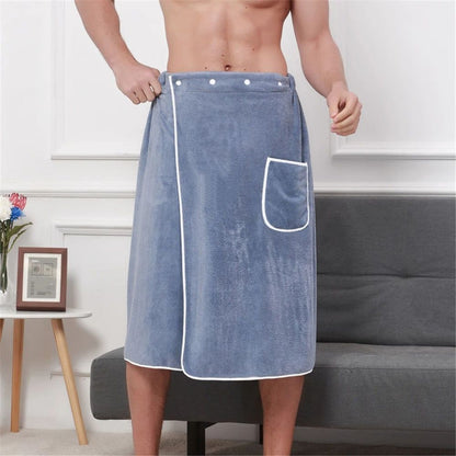 2 set Men's Towel Wrap Bathrobe, Soft Adjustable Bath Wrap for Shower, Sauna,Coral Fleece Super Soft, V1192-AZ-W-3268