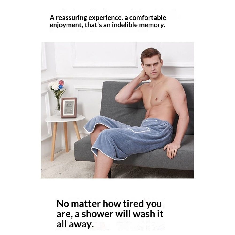 2 set Men's Towel Wrap Bathrobe, Soft Adjustable Bath Wrap for Shower, Sauna,Coral Fleece Super Soft, V1192-AZ-W-3268