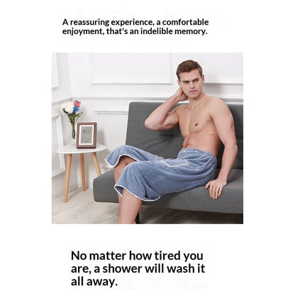 2 set Men's Towel Wrap Bathrobe, Soft Adjustable Bath Wrap for Shower, Sauna,Coral Fleece Super Soft, V1192-AZ-W-3268