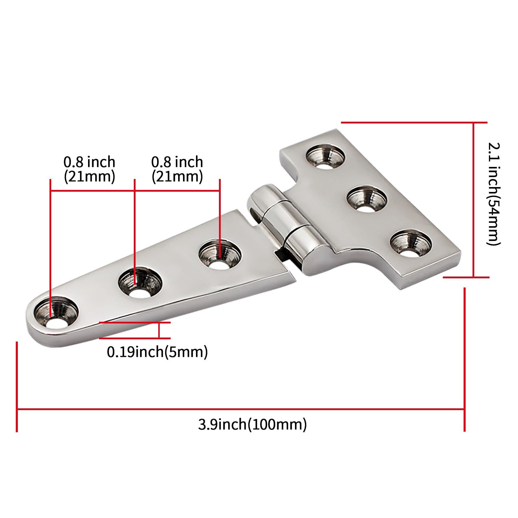 2 pack Stainless Steel T Hinges Marine Grade Heavy Duty Boat Hatch Hinge Casting Cabinet Hardware Door Hinge V1192-AZ-W-3270