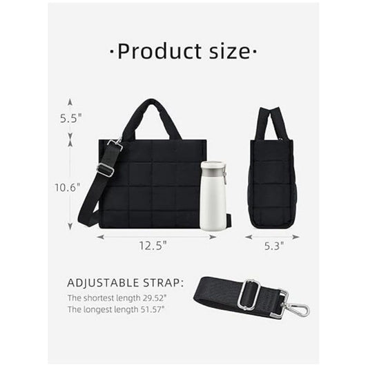 Puffer Crossbody Bags for Women Quilted Tote Bag Puffy Weekender Overnight Bag Nylon Shoulder Handbag V1192-AZ-W-3272