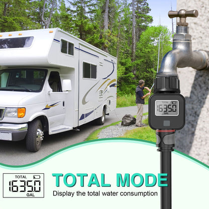 Digital Water Flows Meter for Outdoor Garden Hose Watering Irrigation Measuring Consumption Water V1192-AZ-W-3276