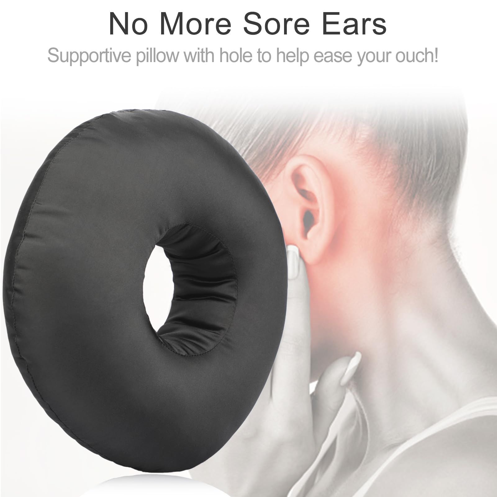 Piercing Pillow Ear Pillows Donut with Hole for Ear Pain Piercing Pain Relief Sleeping Pressure Sore Side V1192-AZ-W-3286