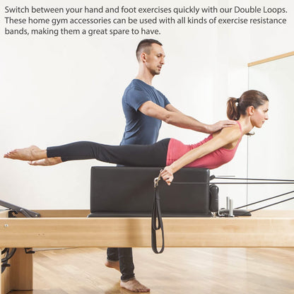 2 Pcs Pilates Straps - Double Loop Ring Straps for Reformer, Padded, Home Gym Workout Yoga exercise V1192-AZ-W-3287