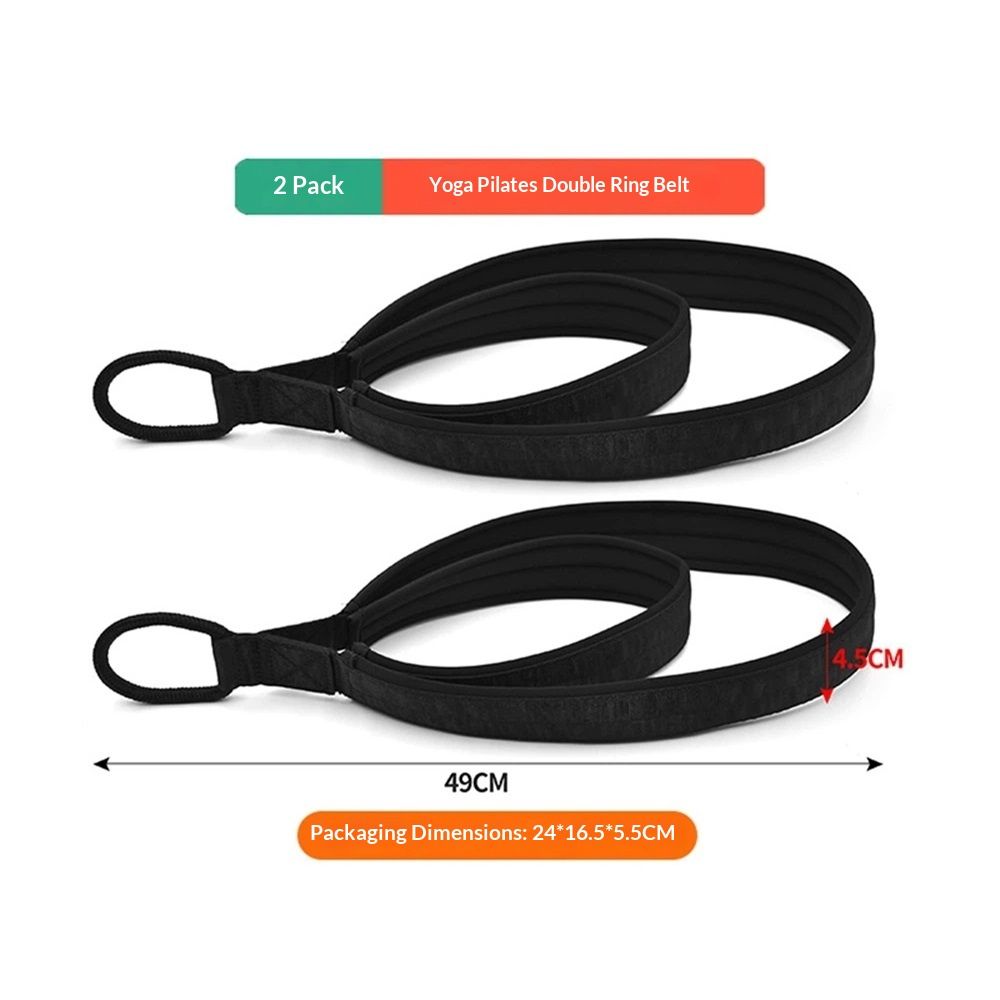 2 Pcs Pilates Straps - Double Loop Ring Straps for Reformer, Padded, Home Gym Workout Yoga exercise V1192-AZ-W-3287