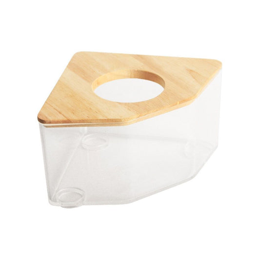 Large transparent small animal sand bath container and hamster accessories with natural wooden lid, suitable V1192-AZ-W-3291