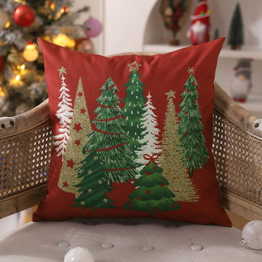 Christmas Pillow Covers 18x18 Inch Set of 2 Xmas Tree Decorative Red Throw Pillows Winter Christmas Decor for V1192-AZ-W-3303