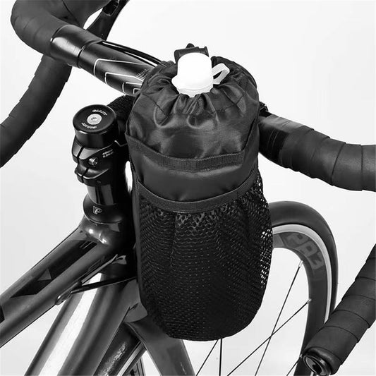 Bike Water Bottle Holder- Insulated Bicycle Cup Holder with Shoulder Strap, Bike Drink Holder with Phone V1192-AZ-W-3304