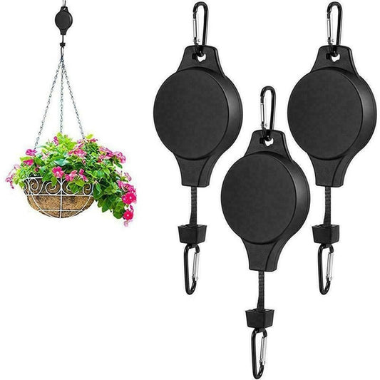 4 PCS Heavy Duty Retractable Plant Hanger,Plant Pulleys for Hanging Plants,Easy to Raise & Lower,Auto V1192-AZ-W-3310