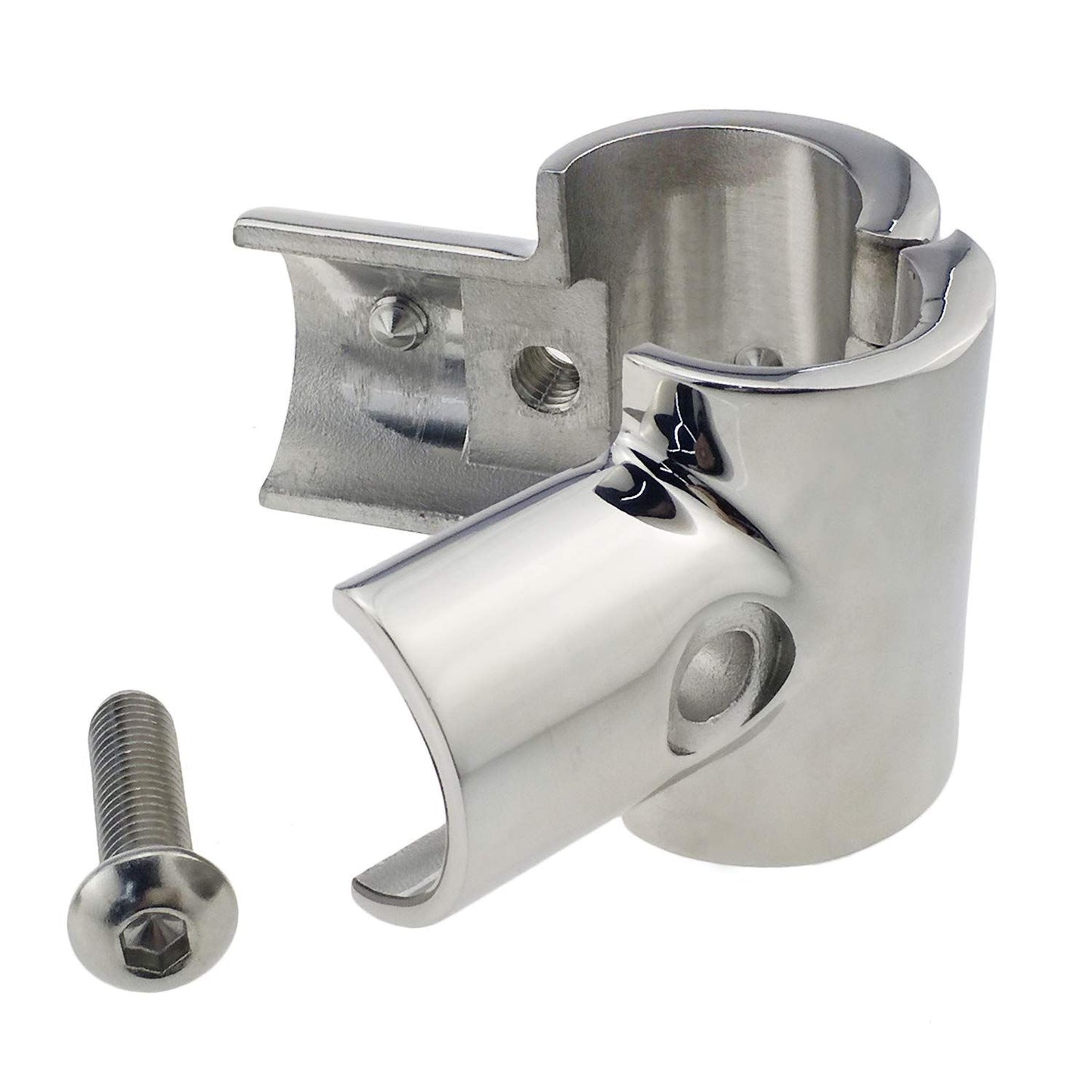 Heavy Duty 316 Boat Hand Rail Fitting- Polished 90 Degree T/Tee Hinged/Split Fitting 1" Tube, Handrail V1192-AZ-W-3315