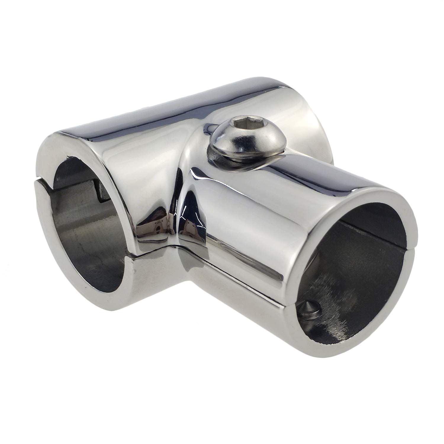 Heavy Duty 316 Boat Hand Rail Fitting- Polished 90 Degree T/Tee Hinged/Split Fitting 1" Tube, Handrail V1192-AZ-W-3315