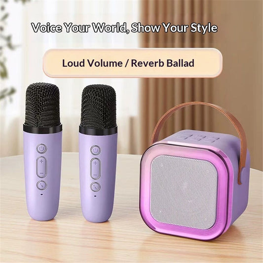 Mini Machine for Kids Girls & Boys - Portable Bluetooth Speaker with 2 Wireless Microphones - Kids Birthday V1192-AZ-W-3317