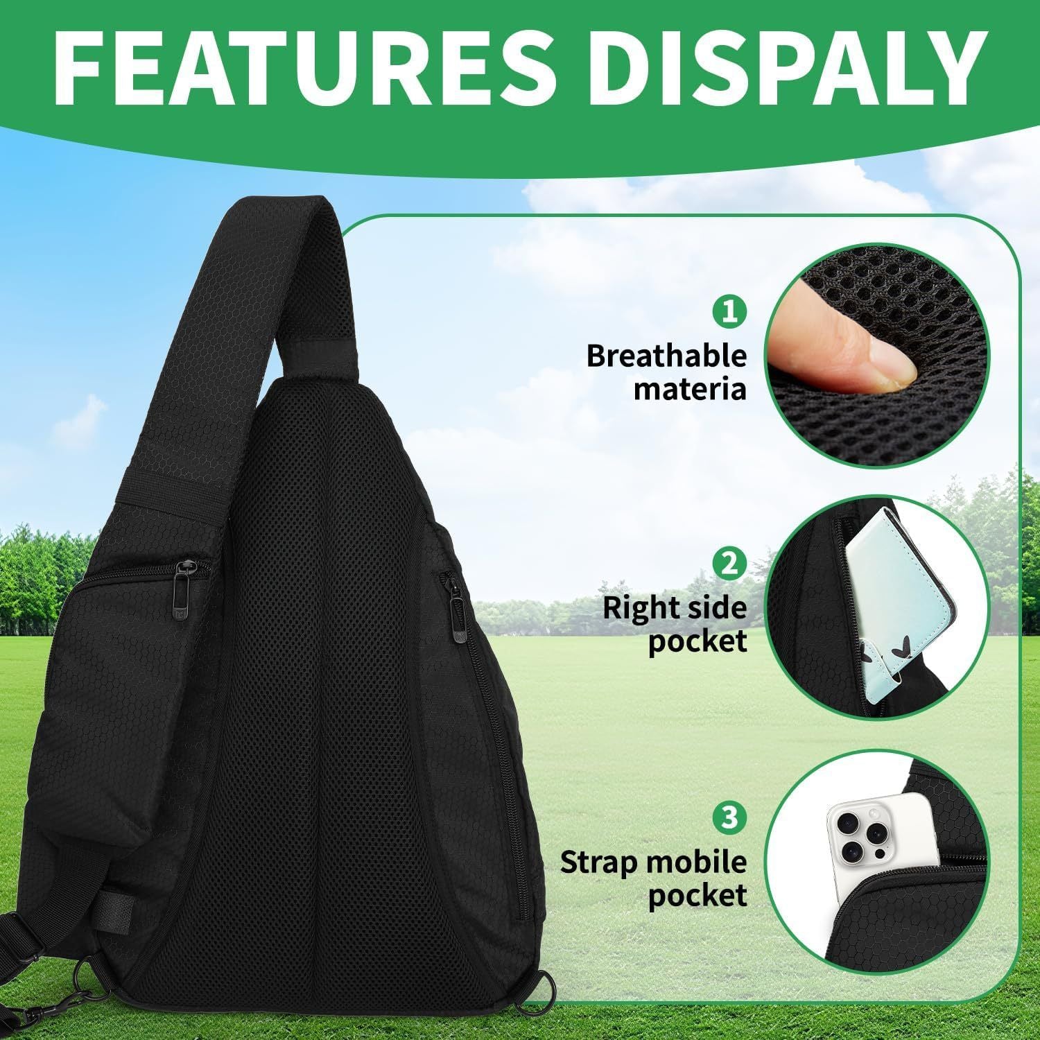 Disc Golf Bag with Retriever Holder and Storage Pockets, Disc Golf Backpack with 8-10 Disc Capacity, Deluxe V1192-AZ-W-3325