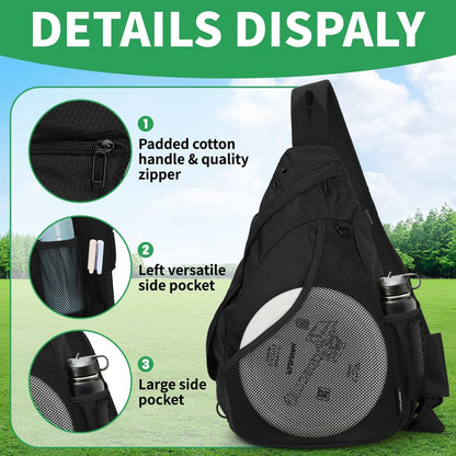 Disc Golf Bag with Retriever Holder and Storage Pockets, Disc Golf Backpack with 8-10 Disc Capacity, Deluxe V1192-AZ-W-3325