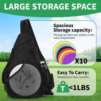 Disc Golf Bag with Retriever Holder and Storage Pockets, Disc Golf Backpack with 8-10 Disc Capacity, Deluxe V1192-AZ-W-3325
