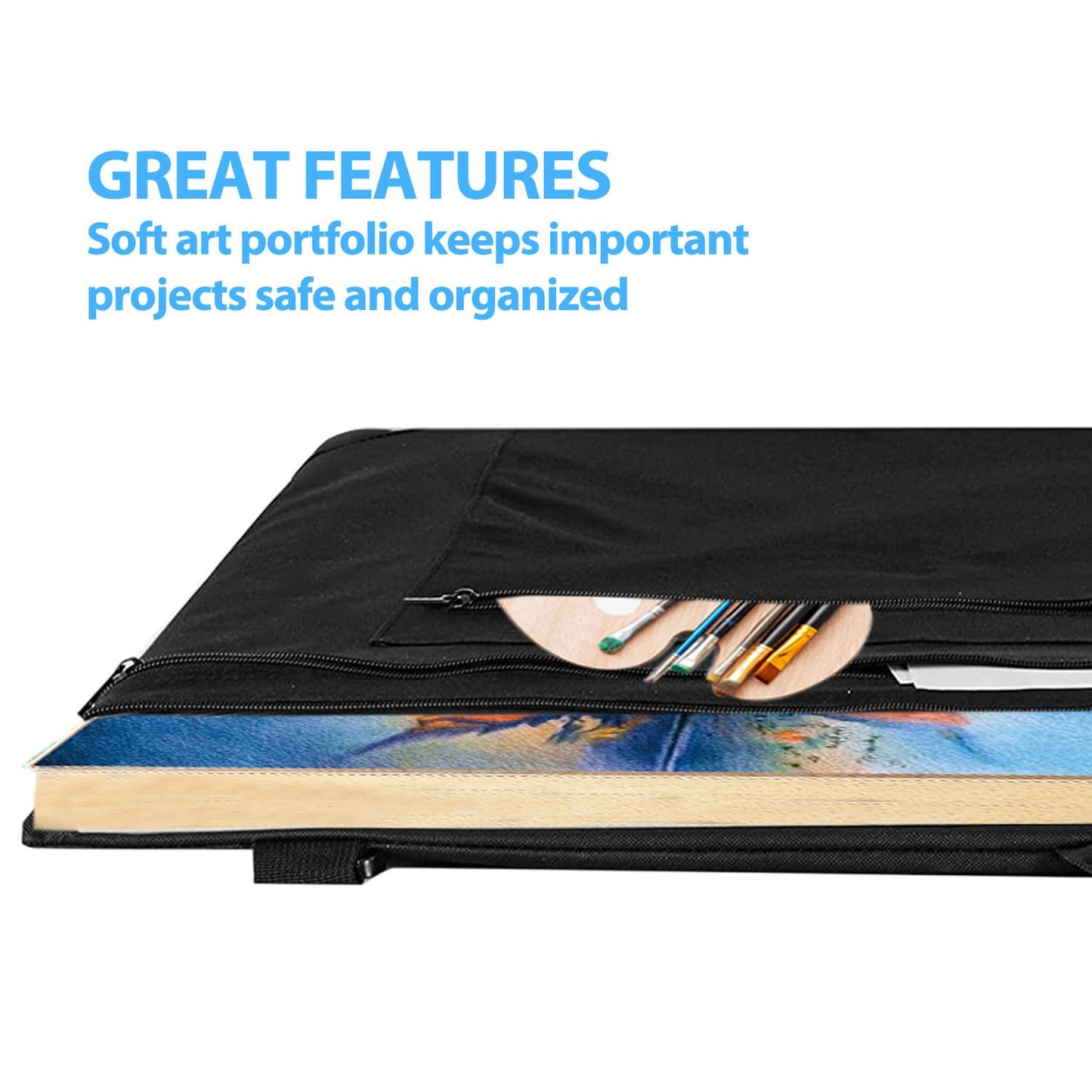19.7x23.6in Art Portfolio Tote Bag - Large Carrying Storage Case with Handle & Adjustable Shoulder Strap, V1192-AZ-W-3331