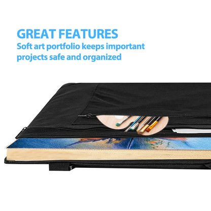 19.7x23.6in Art Portfolio Tote Bag - Large Carrying Storage Case with Handle & Adjustable Shoulder Strap, V1192-AZ-W-3331