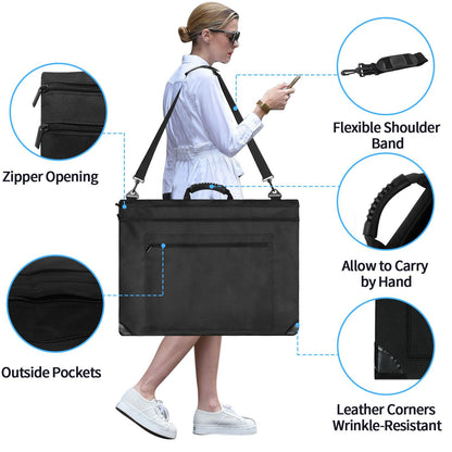 19.7x23.6in Art Portfolio Tote Bag - Large Carrying Storage Case with Handle & Adjustable Shoulder Strap, V1192-AZ-W-3331