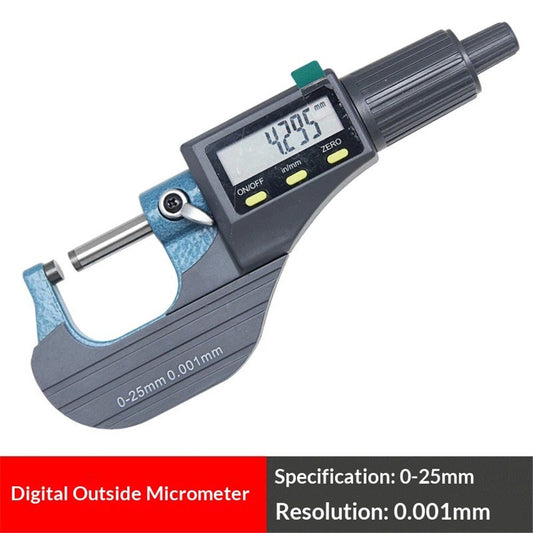 Digital Micrometer, Professional Inch/Metric Measuring Tools 0.001 mm Resolution Thickness Gauge, Protective V1192-AZ-W-3337