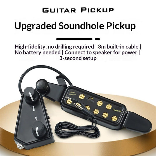 12 Soundhole Acoustic Guitar Pickup Electric Transducer Magnetic Preamplifier with Capo & 10 FT Audio Cable V1192-AZ-W-3341