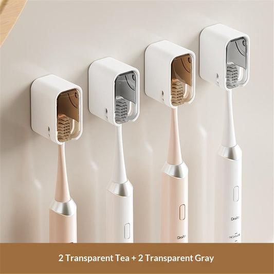 Toothbrush Holders for Bathroom[Innovation Single Slot Design] 4PCS Toothbrush Holder Wall Mounted with Cover V1192-AZ-W-3346
