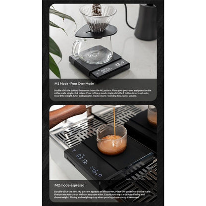 Espresso Scale with Timer,Small Coffee Scale with Solid-Liquid Detection,Auto Tare Digital Coffee Bean V1192-AZ-W-3348