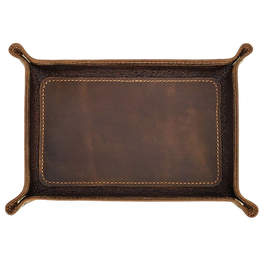 Leather Valet Tray for Men - Rustic Organizer for Keys, Phone & Wallet Whiskey Barrel Brown Perfect for V1192-AZ-W-3350