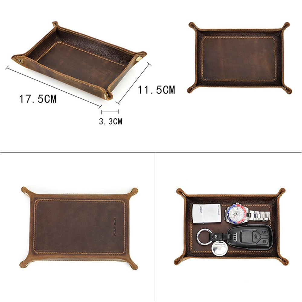Leather Valet Tray for Men - Rustic Organizer for Keys, Phone & Wallet Whiskey Barrel Brown Perfect for V1192-AZ-W-3350