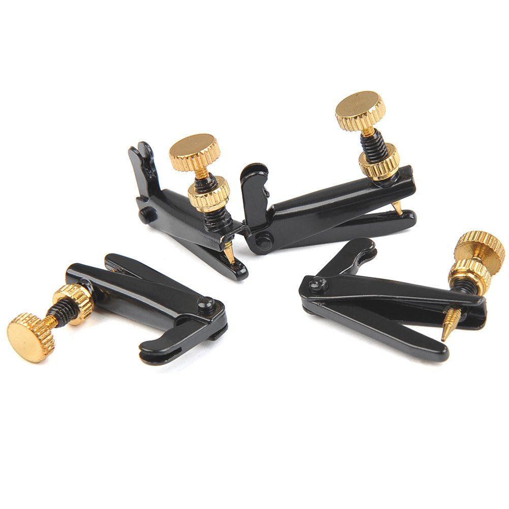 4Pack Violin Fine Tuners for 4/4-3/4 Violin Metal String Adjuster Nickel Plated Anti Rust (Black + Gold) V1192-AZ-W-3355