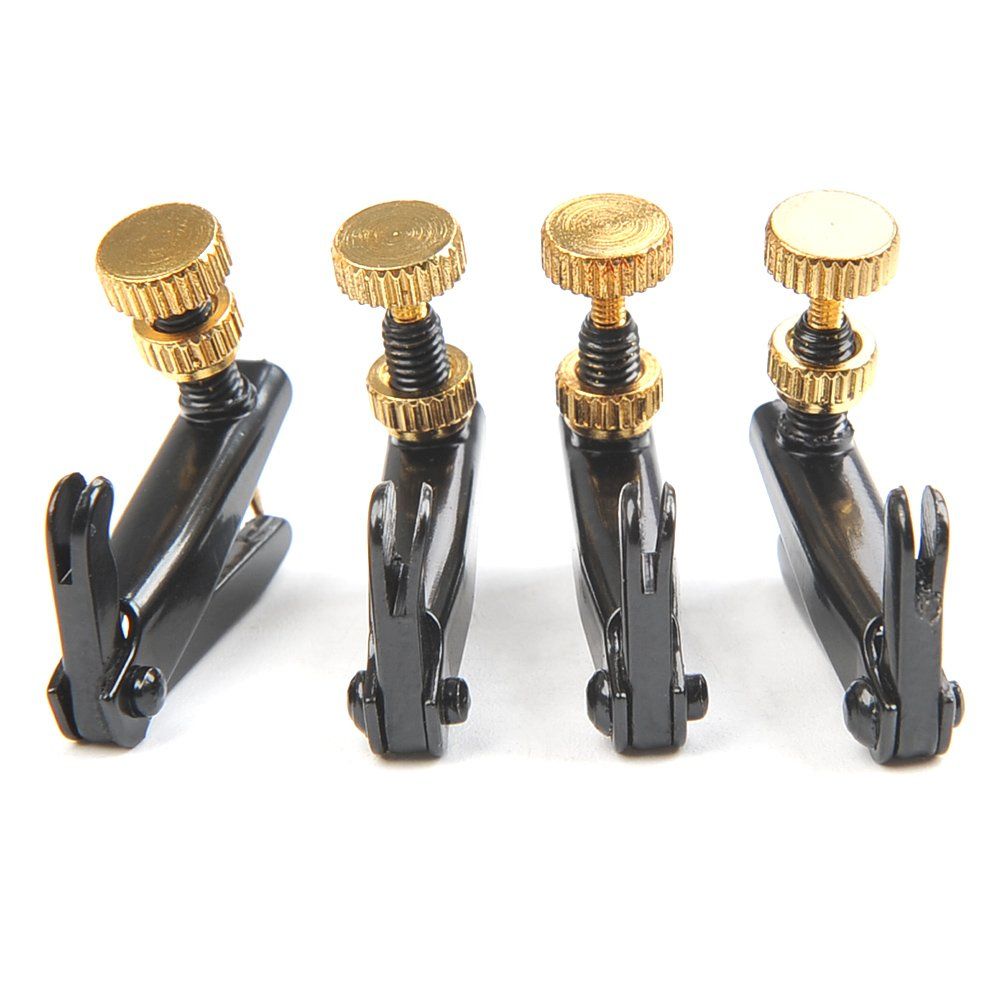 4Pack Violin Fine Tuners for 4/4-3/4 Violin Metal String Adjuster Nickel Plated Anti Rust (Black + Gold) V1192-AZ-W-3355