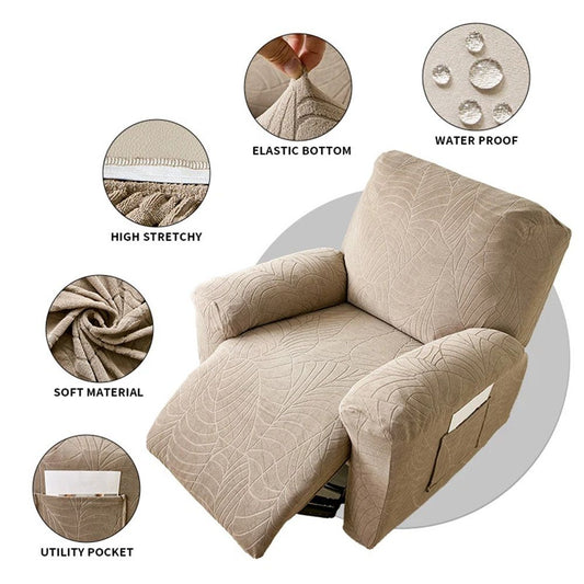 Waterproof Recliner Chair Covers 4 Pieces Recliner Cover That Stay in Place, Washable Lazy Boy Recliner V1192-AZ-W-3357