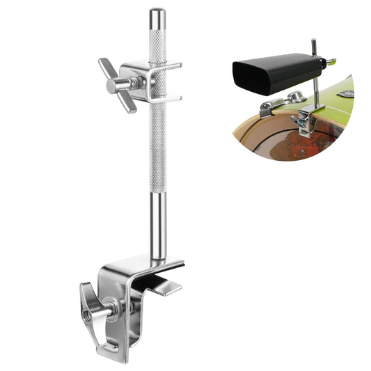Pearl Bass Drum Hoop Mount Cowbell Holder with Non-Finish Marring Clamping Jaws and Height-Adjustable Cowbell V1192-AZ-W-3358